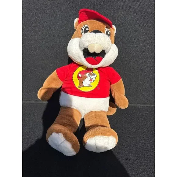 Buc-ees Beaver Plush Toy With Red Shirt & Cap Lg 26" - Picture 3 of 7